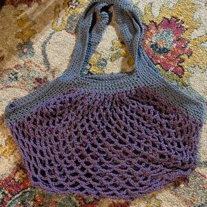 Purple and Blue Women's Crochet Bag